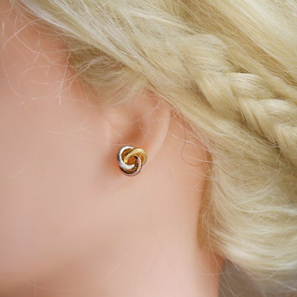 SOLD Gold Knot Earrings Studs Fashion Earrings Studs - Picture 2 of 5
